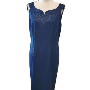 Jones New York Navy Blue Floral Brocade Dress Size 12